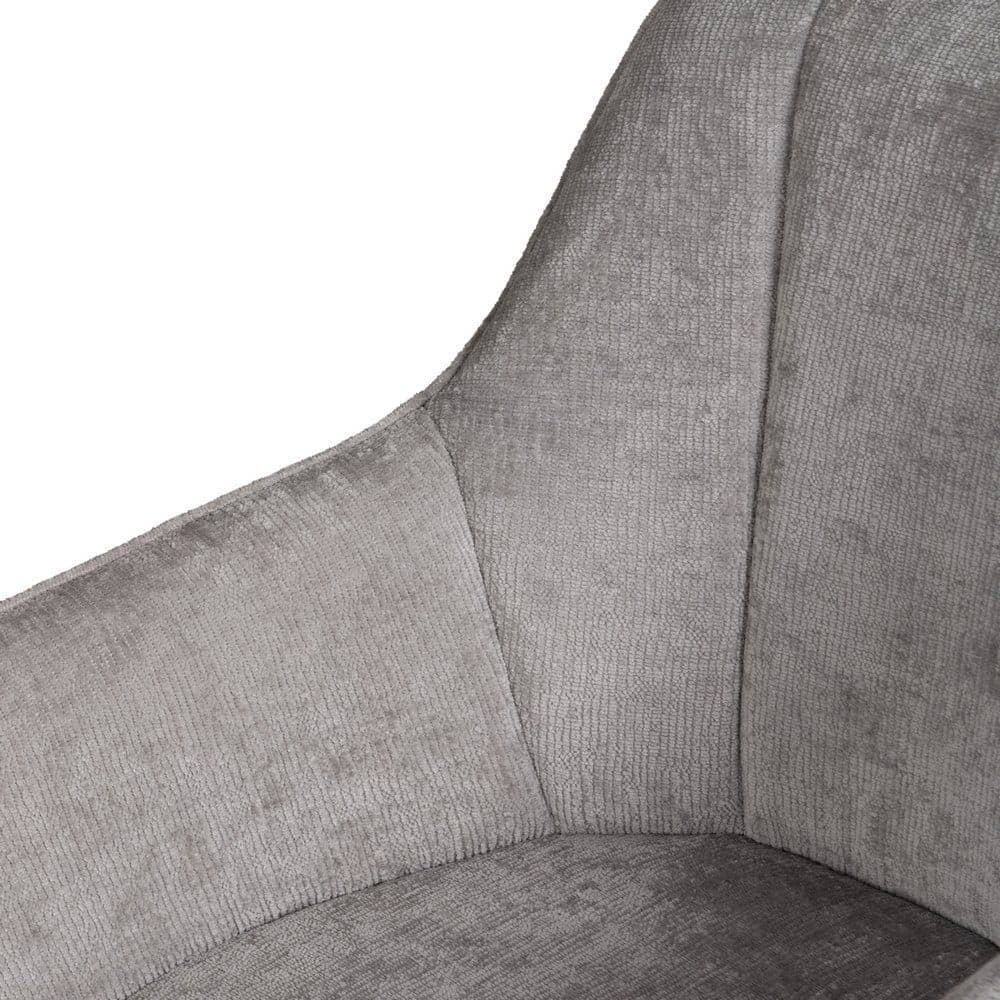 Silla de brazos gris claro, tejido 100% poliéster y metal, 58x58x83 cm - Imagen 5