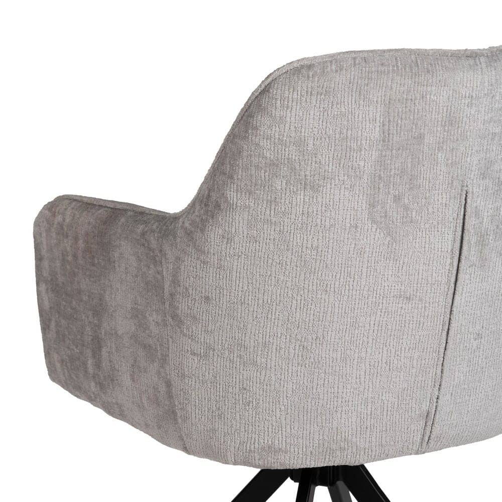 Silla de brazos gris claro, tejido 100% poliéster y metal, 58x58x83 cm - Imagen 7