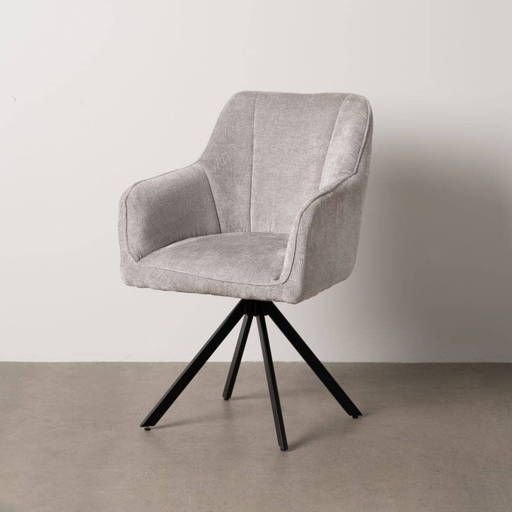 Silla de brazos gris claro, tejido 100% poliéster y metal, 58x58x83 cm - Imagen 10