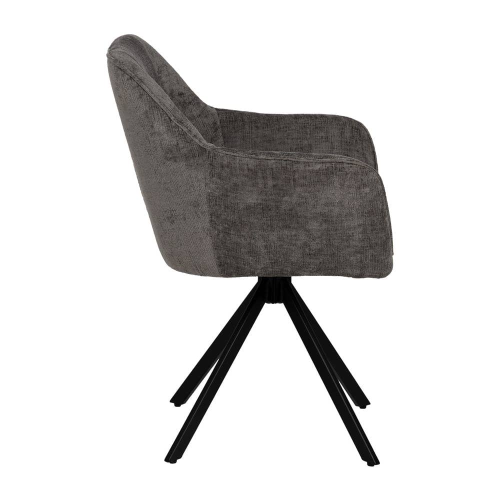 Silla de brazos gris oscuro, tejido 100% poliéster, 58x58x83 cm - Imagen 2