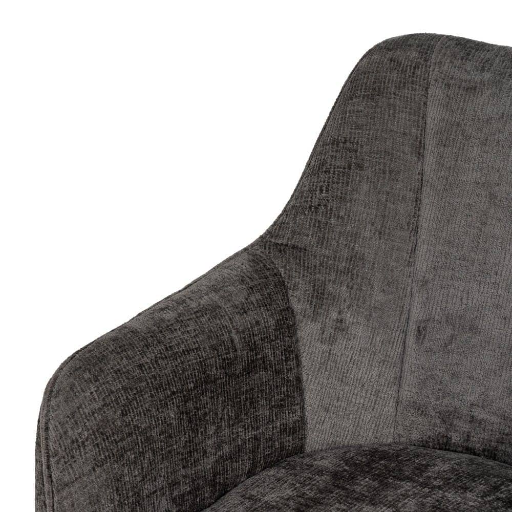 Silla de brazos gris oscuro, tejido 100% poliéster, 58x58x83 cm - Imagen 4