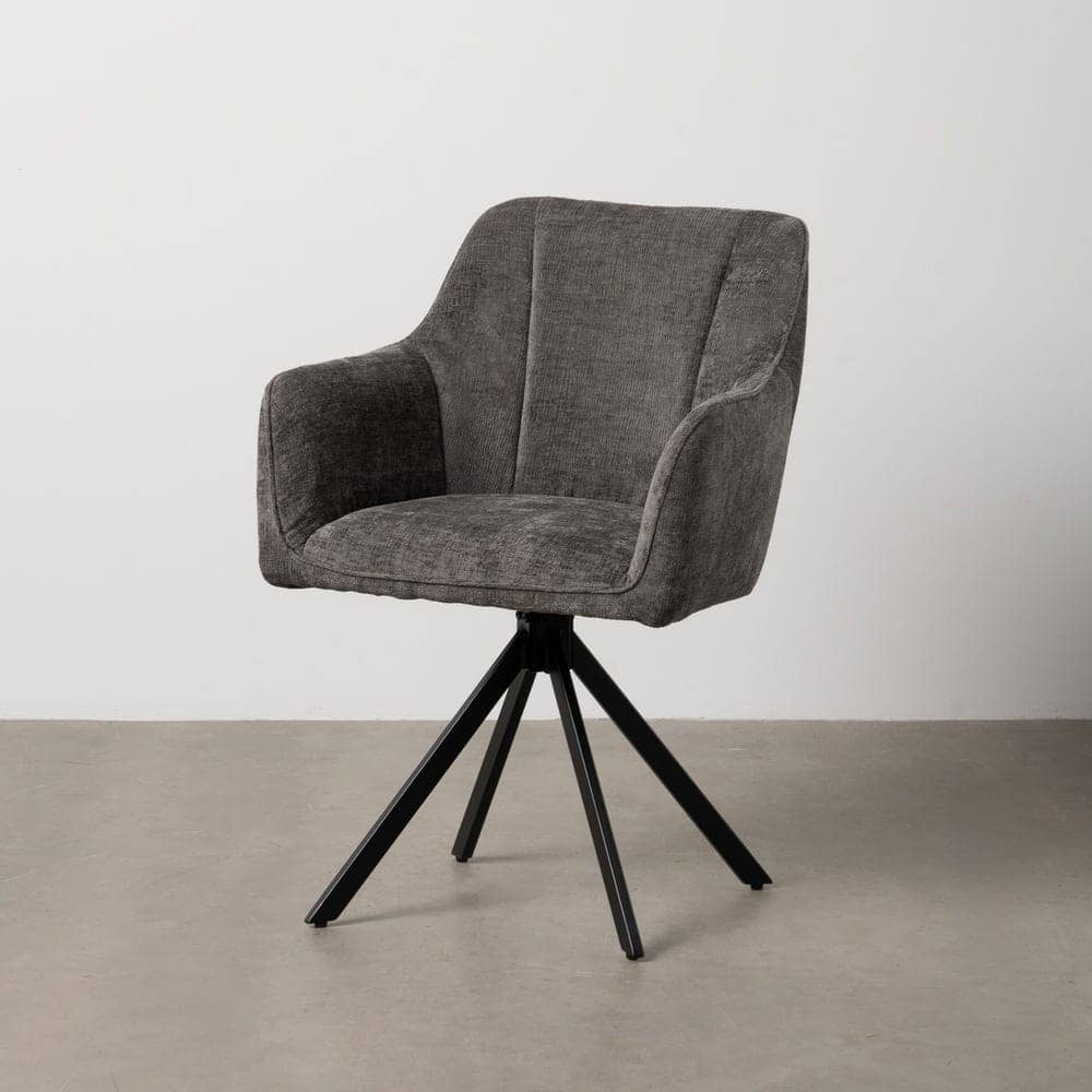 Silla de brazos gris oscuro, tejido 100% poliéster, 58x58x83 cm - Imagen 10