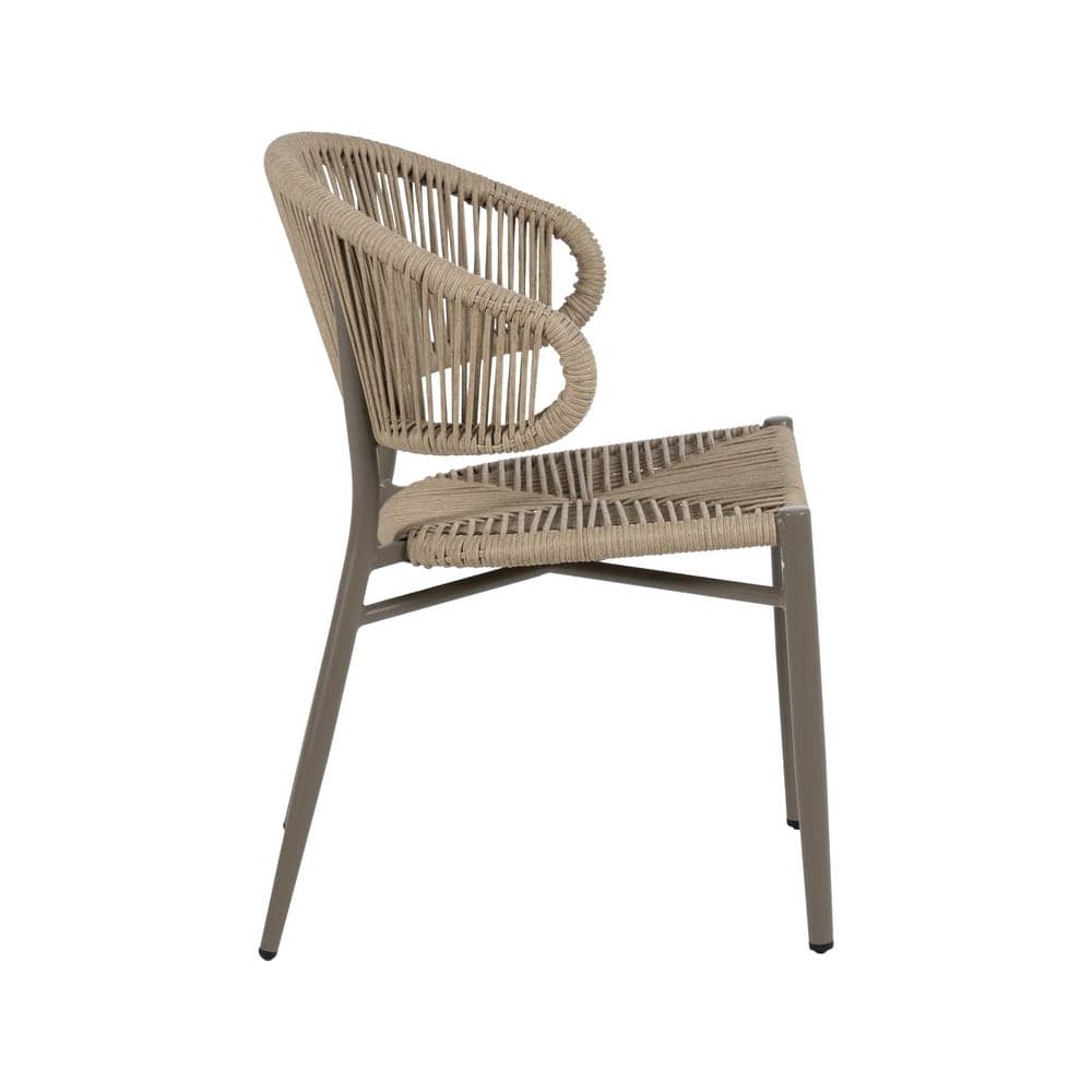 Silla apilable exterior de polietileno y aluminio, natural-gris, 59x58x79 cm - Imagen 2