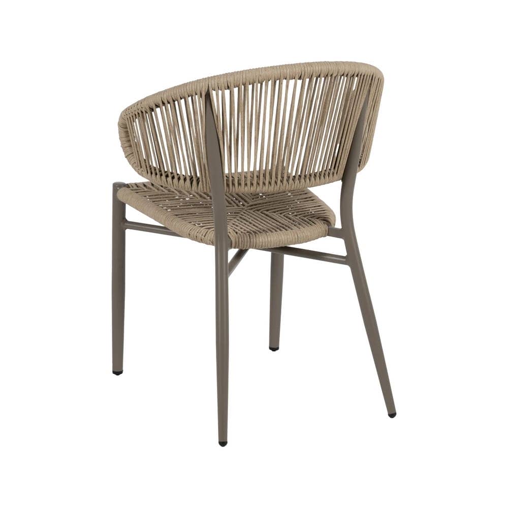 Silla apilable exterior de polietileno y aluminio, natural-gris, 59x58x79 cm - Imagen 3