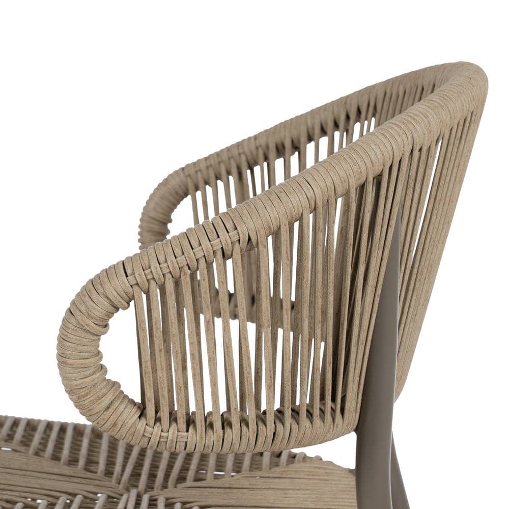 Silla apilable exterior de polietileno y aluminio, natural-gris, 59x58x79 cm - Imagen 5