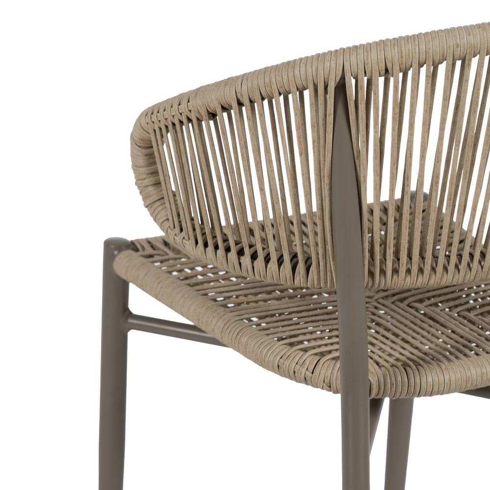 Silla apilable exterior de polietileno y aluminio, natural-gris, 59x58x79 cm - Imagen 8