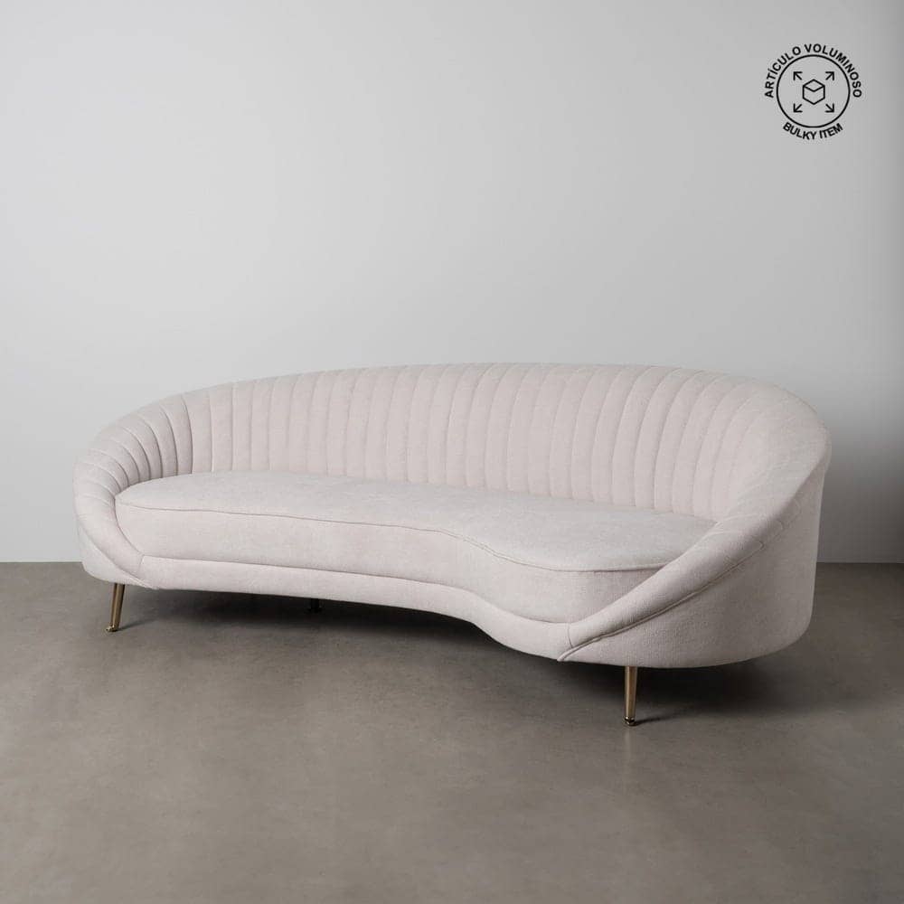Sofá 3 Plazas Crema Tejido 100% Poliéster con Patas de Metal 247x105x81 cm - Imagen 13