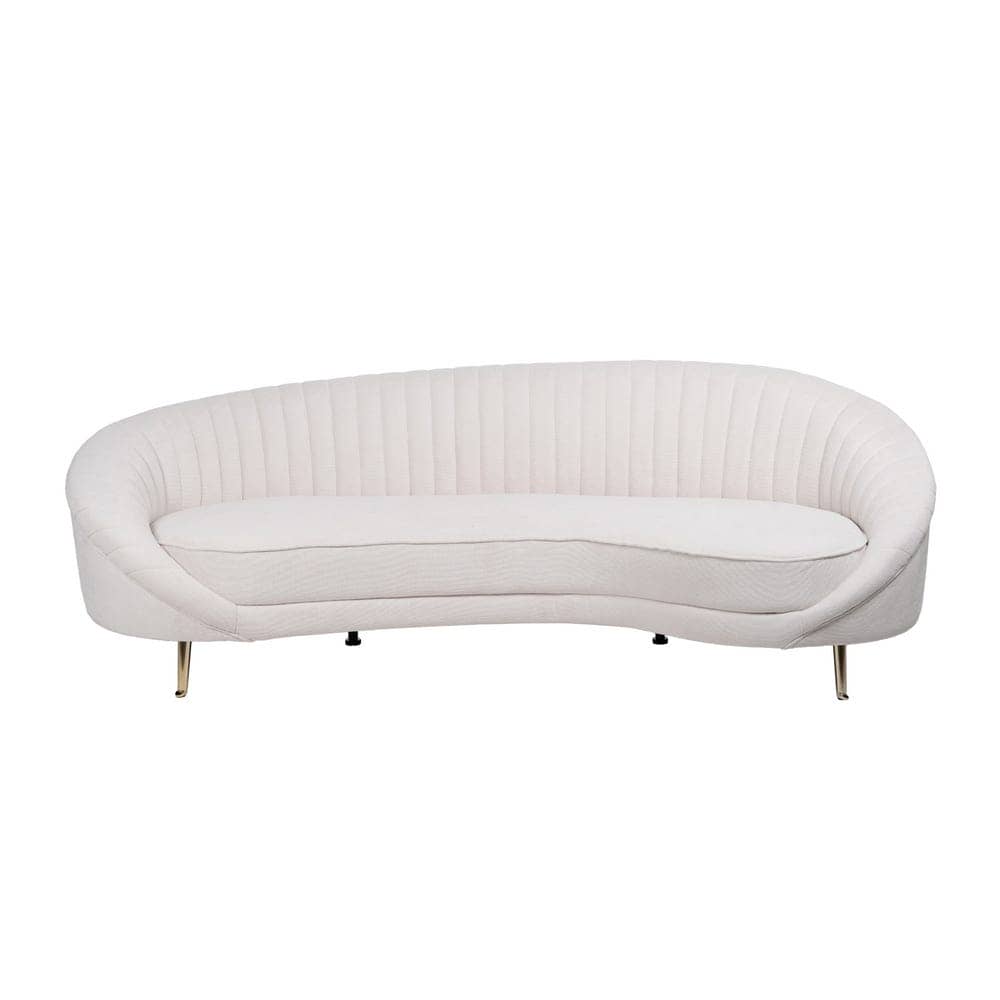Sofá 3 Plazas Crema Tejido 100% Poliéster con Patas de Metal 247x105x81 cm - Imagen 2