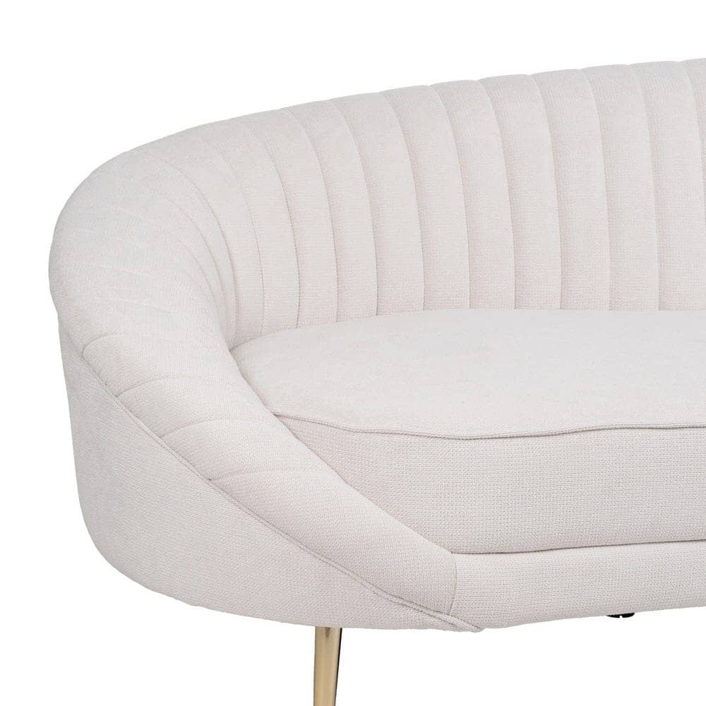 Sofá 3 Plazas Crema Tejido 100% Poliéster con Patas de Metal 247x105x81 cm - Imagen 4