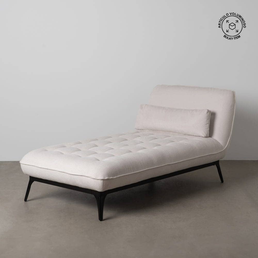 Chaise-Lounger Crema 100% Poliéster con Patas de Metal 168x90x82 cm - Imagen 12