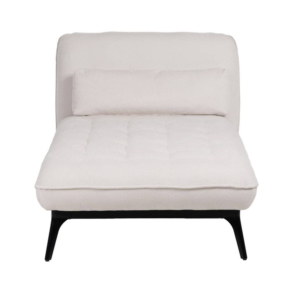 Chaise-Lounger Crema 100% Poliéster con Patas de Metal 168x90x82 cm - Imagen 2