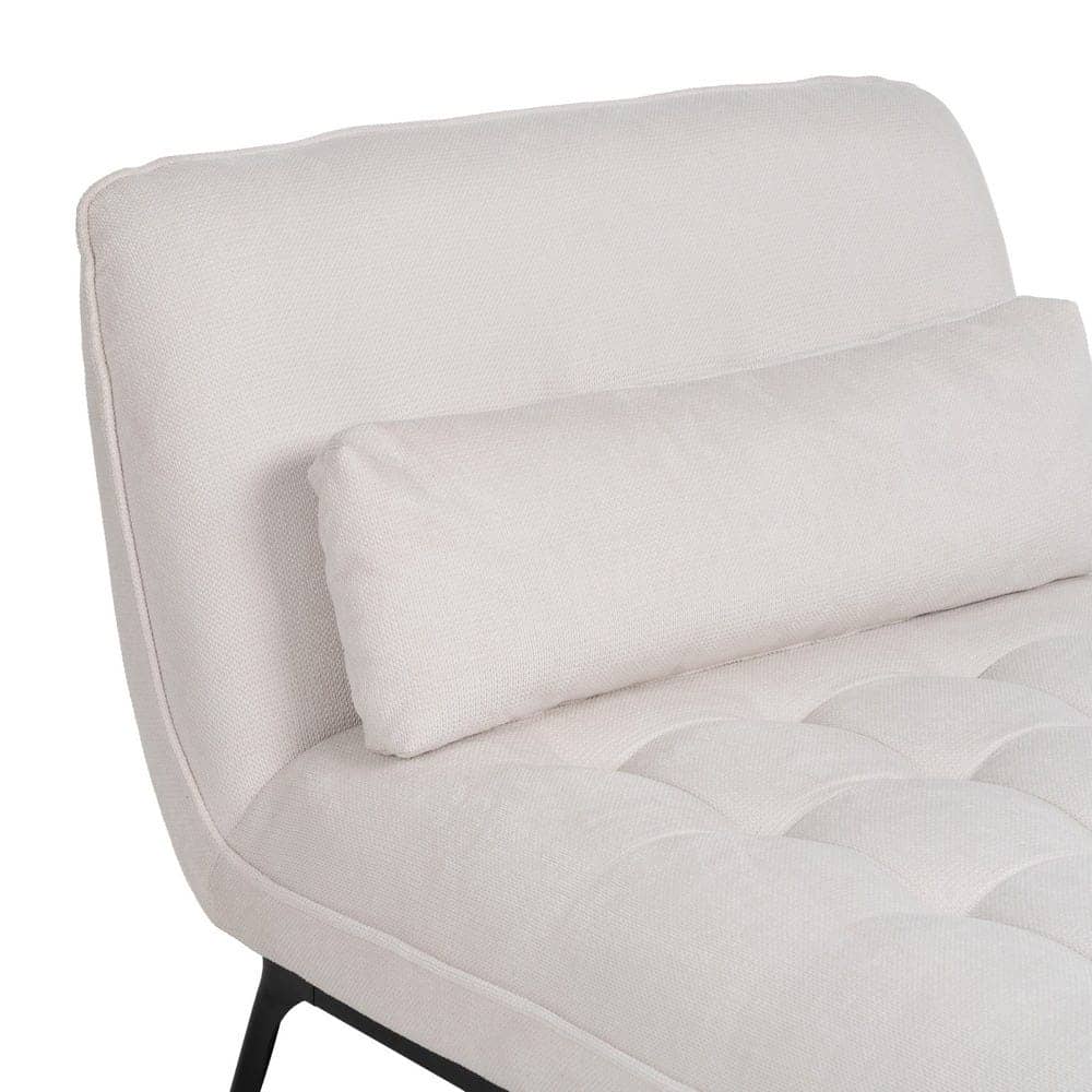 Chaise-Lounger Crema 100% Poliéster con Patas de Metal 168x90x82 cm - Imagen 4