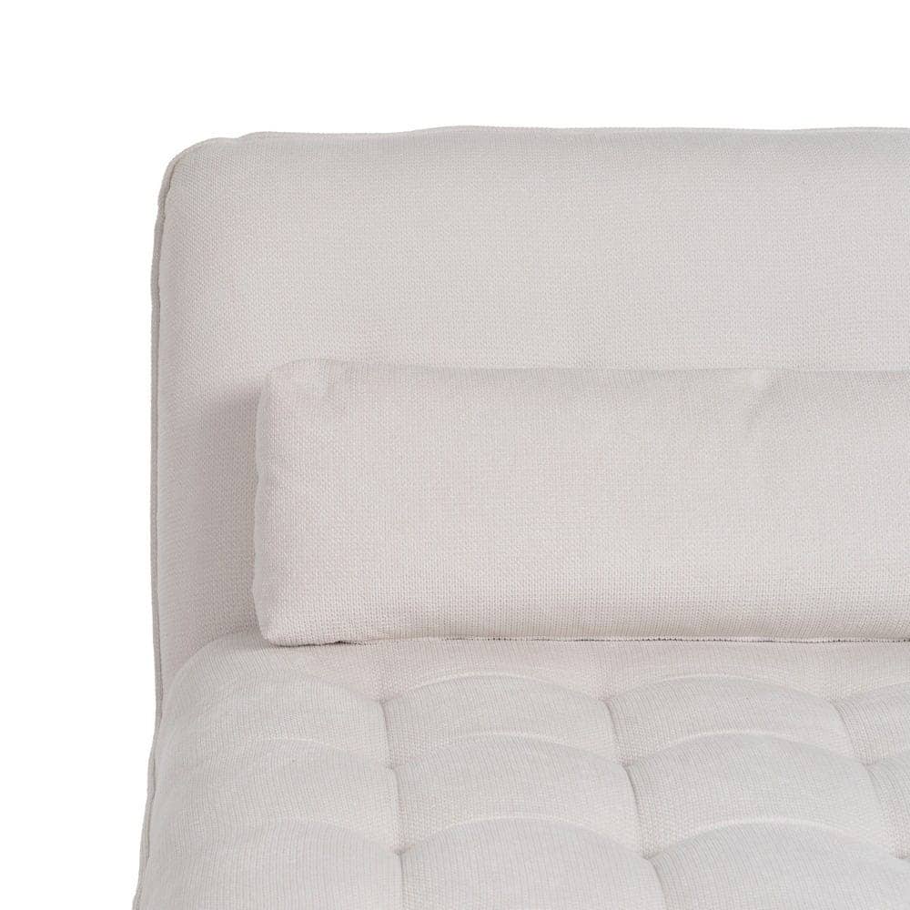 Chaise-Lounger Crema 100% Poliéster con Patas de Metal 168x90x82 cm - Imagen 5