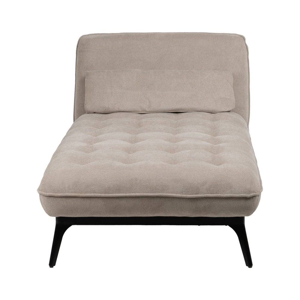 Chaise-Lounger Taupe 100% Poliéster con Patas de Metal - 168x90x82 cm - Imagen 2