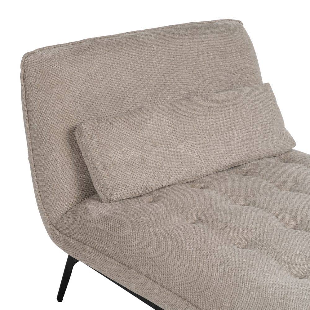Chaise-Lounger Taupe 100% Poliéster con Patas de Metal - 168x90x82 cm - Imagen 4