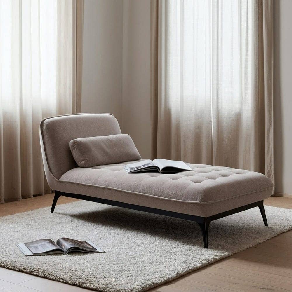 Chaise-Lounger Taupe 100% Poliéster con Patas de Metal - 168x90x82 cm - Imagen 15