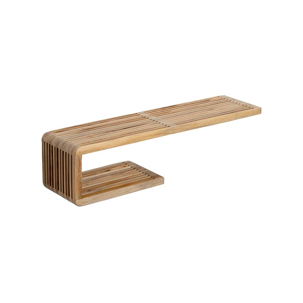 Estante Natural de Madera de Teca Reciclada 80x21x20 cm con Anclaje - Imagen 3