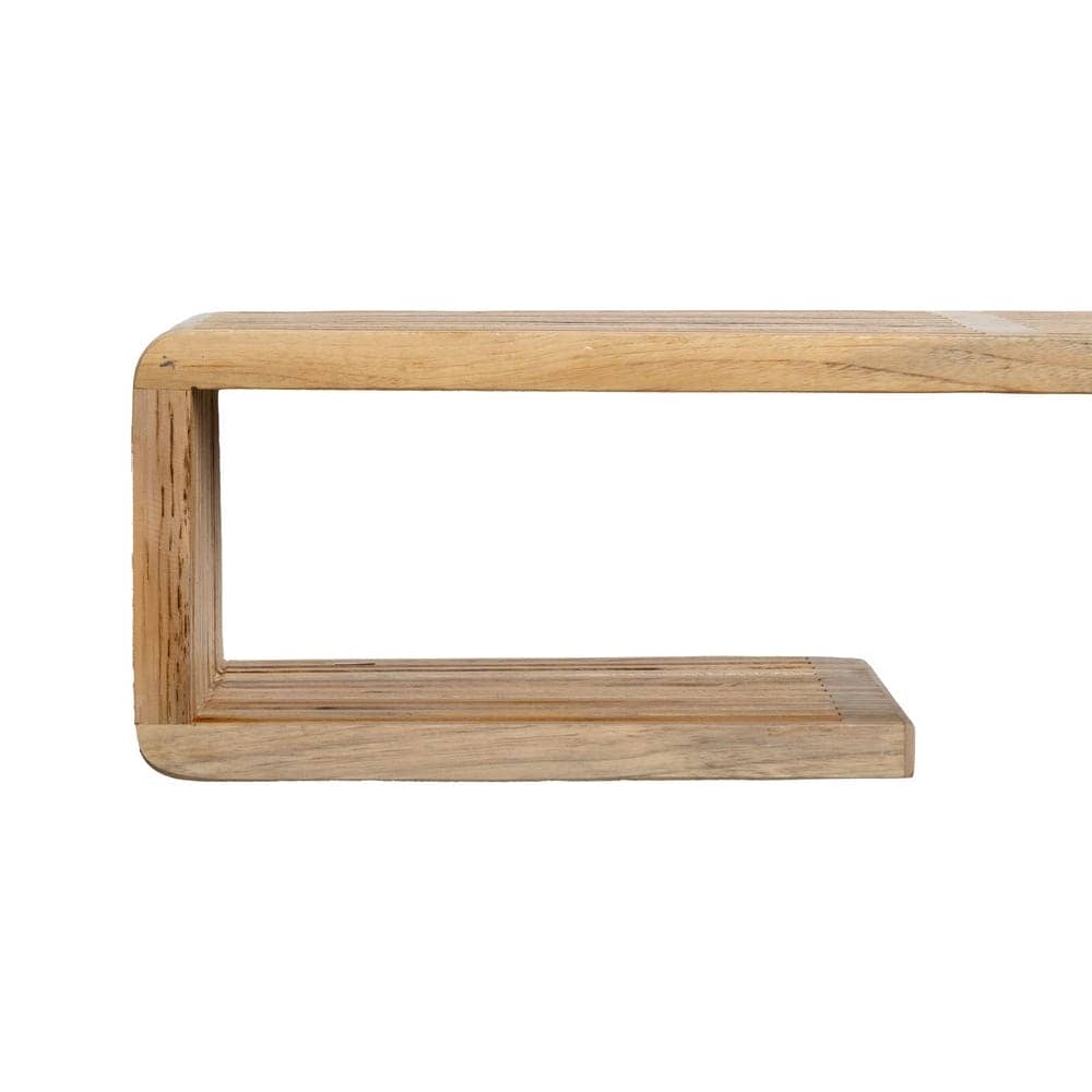 Estante Natural de Madera de Teca Reciclada 80x21x20 cm con Anclaje - Imagen 8