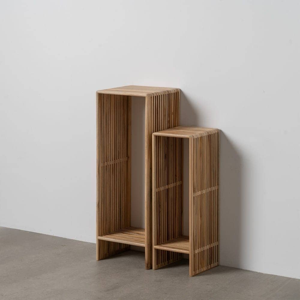 Peana Natural de Madera de Teca Reciclada 33x27x86 cm - Colección Bellamonte - Imagen 2
