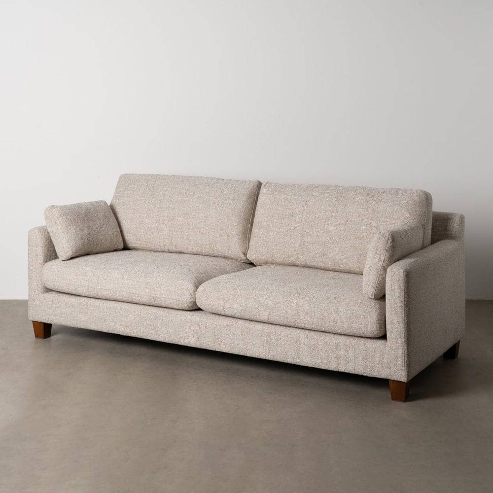 Sofá 3 Plazas Beige Tejido 100% Poliéster con Estructura de Madera 221x90x87 cm - Imagen 13
