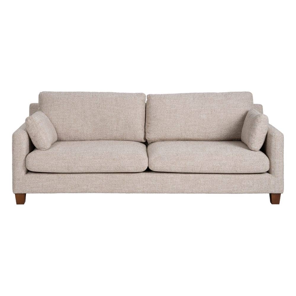 Sofá 3 Plazas Beige Tejido 100% Poliéster con Estructura de Madera 221x90x87 cm - Imagen 2