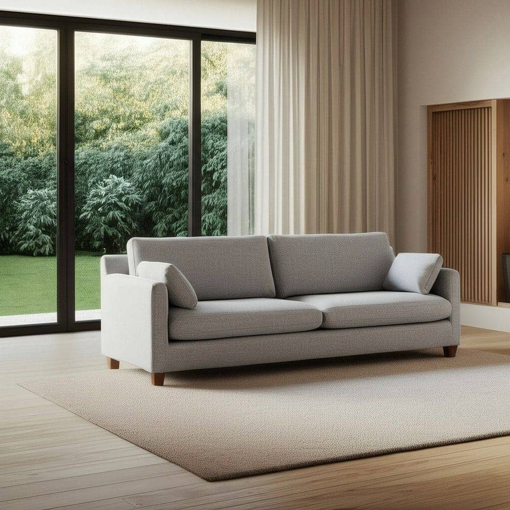 Sofá 3 Plazas Gris Tejido 100% Poliéster con Estructura de Madera - Imagen 12