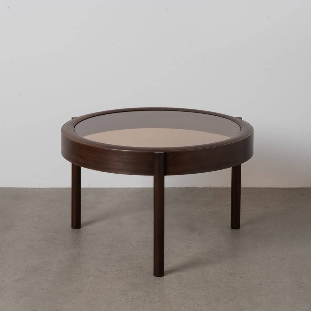 Mesa de Centro de Hierro y Cristal Marrón Oscuro 75x75x46 cm - Imagen 2