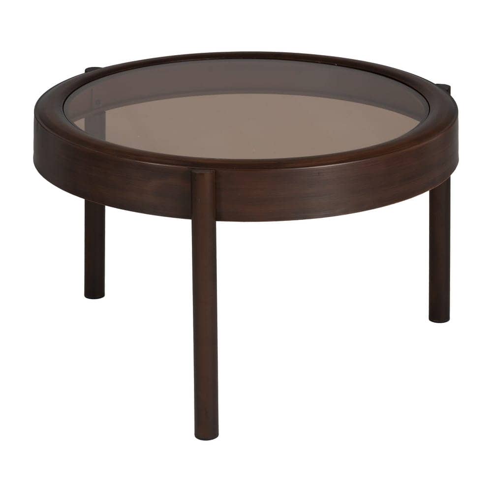 Mesa de Centro de Hierro y Cristal Marrón Oscuro 75x75x46 cm - Imagen 3