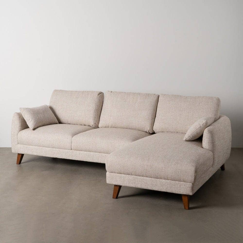 Sofá Chaise Longue Beige 240x155 cm, Estructura Madera, Tejido 100% Poliéster - Imagen 15