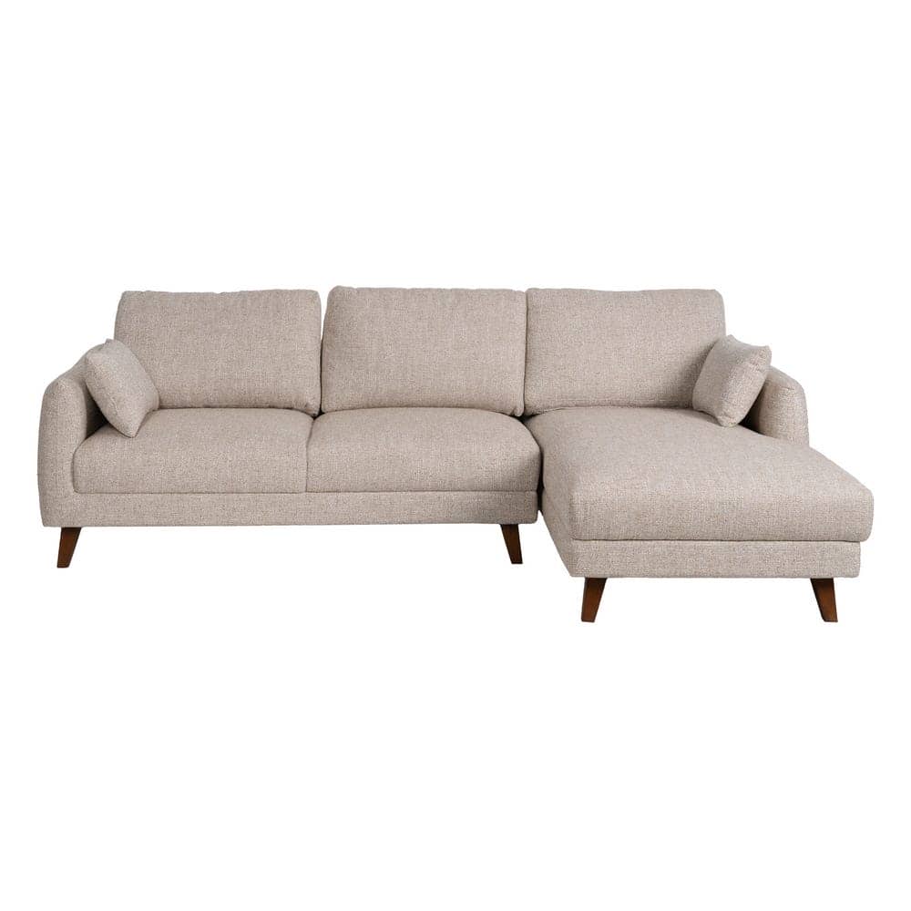 Sofá Chaise Longue Beige 240x155 cm, Estructura Madera, Tejido 100% Poliéster - Imagen 2