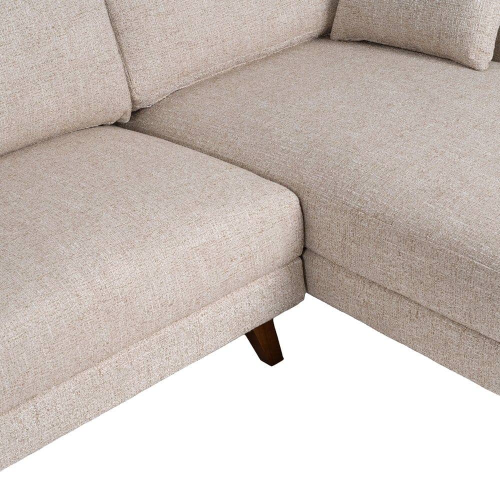 Sofá Chaise Longue Beige 240x155 cm, Estructura Madera, Tejido 100% Poliéster - Imagen 5