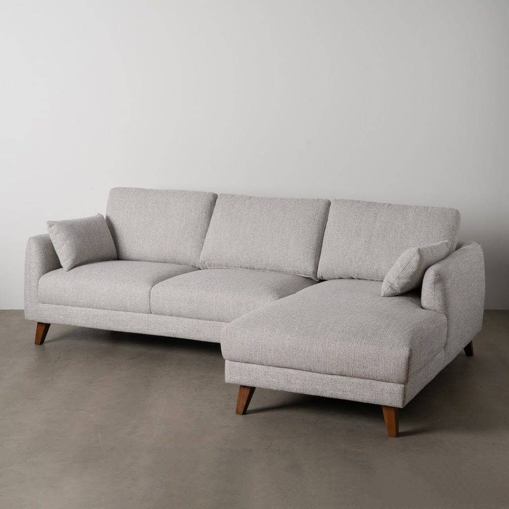 Sofá Chaise Longue Gris Tejido 240x155 cm con Estructura de Madera - Imagen 14