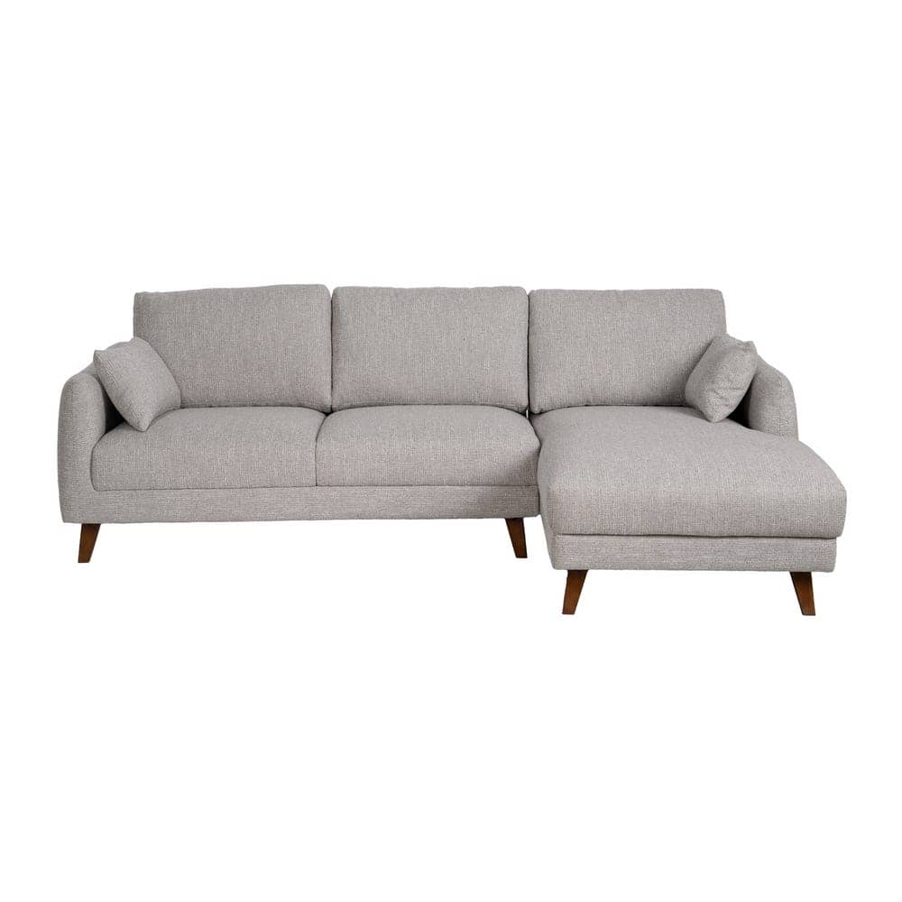 Sofá Chaise Longue Gris Tejido 240x155 cm con Estructura de Madera - Imagen 2