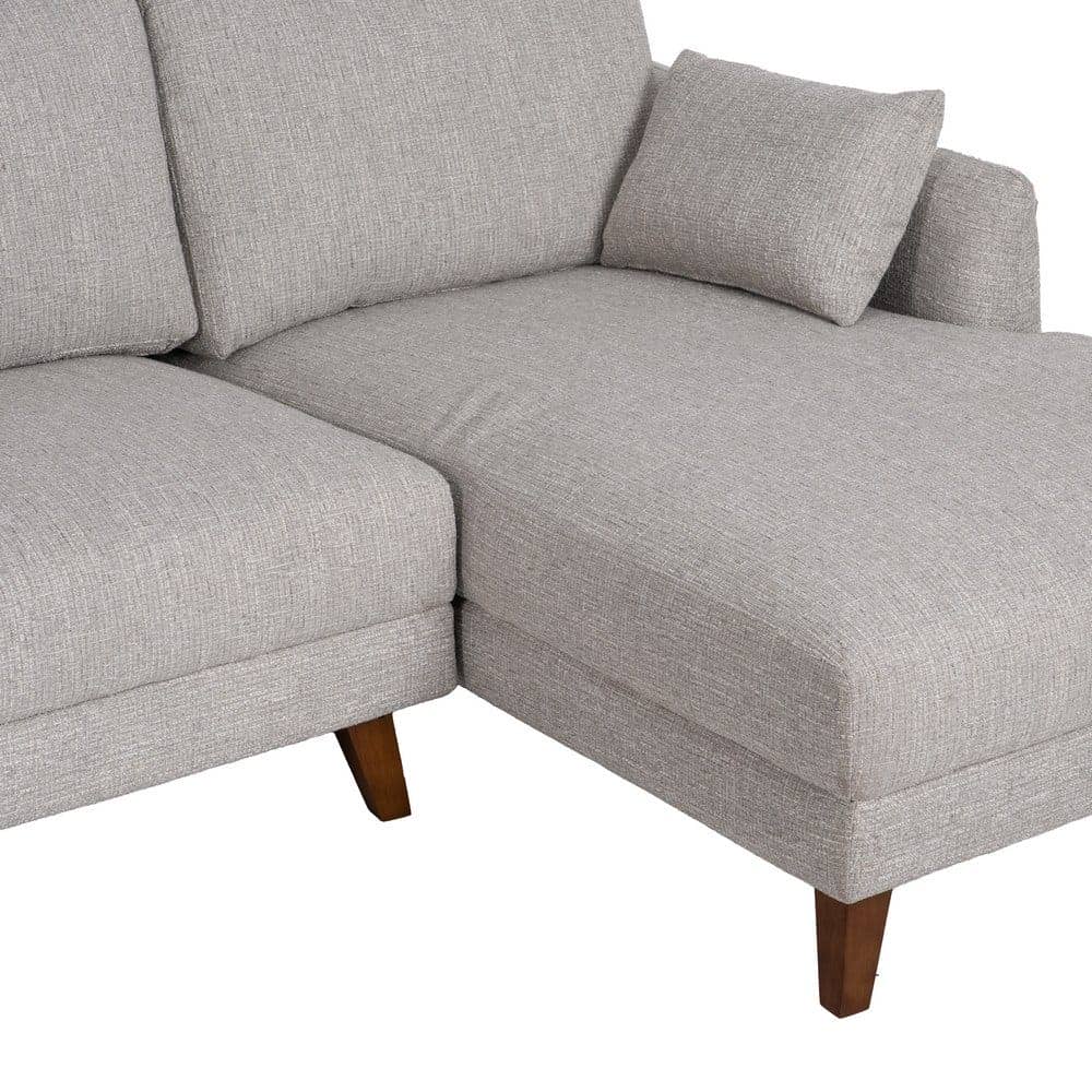 Sofá Chaise Longue Gris Tejido 240x155 cm con Estructura de Madera - Imagen 5