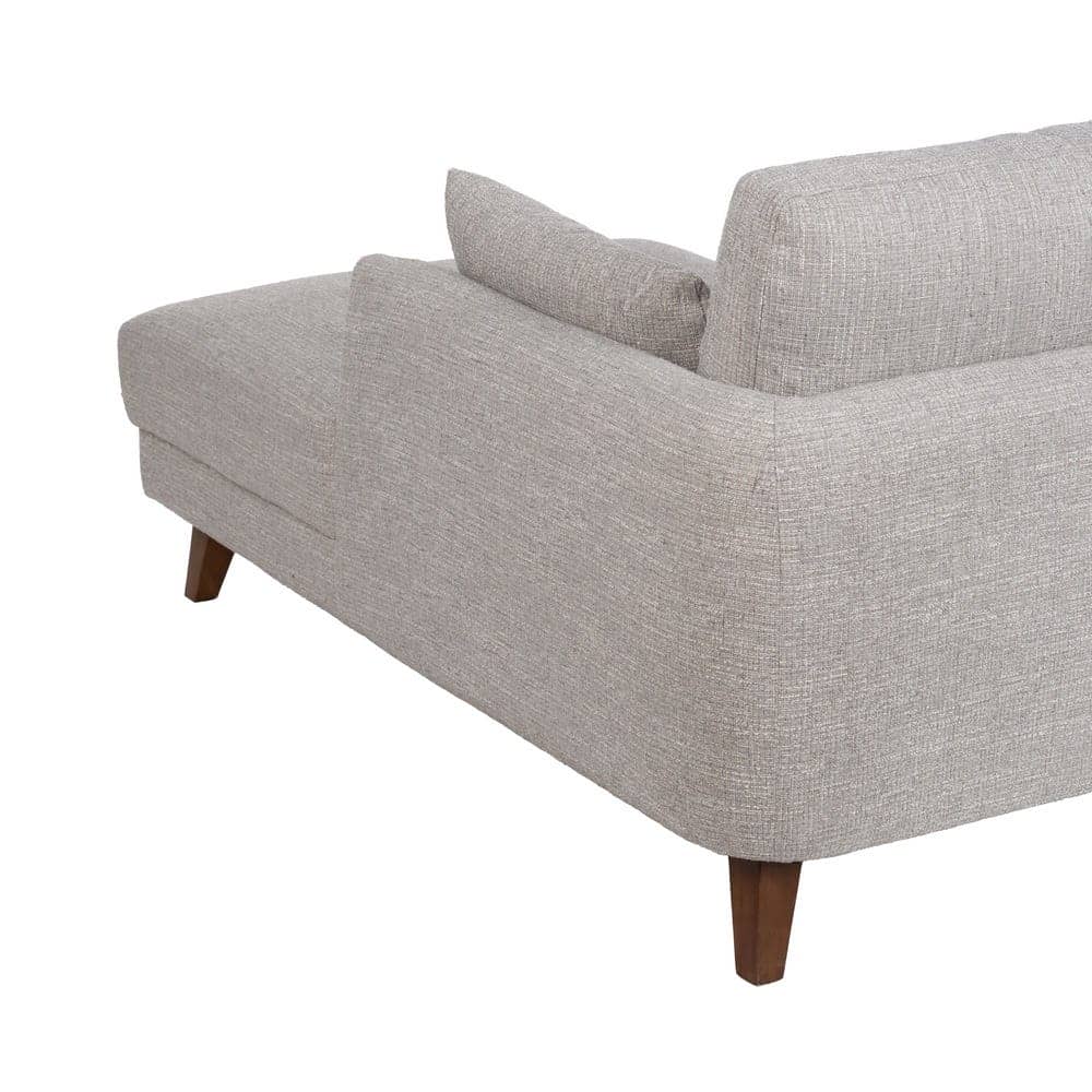 Sofá Chaise Longue Gris Tejido 240x155 cm con Estructura de Madera - Imagen 8