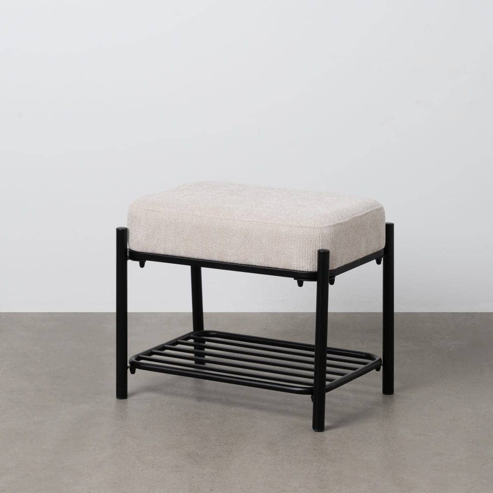 Banqueta Beige de Tejido 100% Poliéster y Estructura de Metal 51x37x45 cm - Imagen 9
