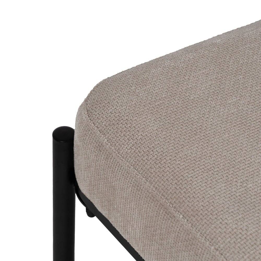 Banqueta Beige de Tejido 100% Poliéster y Estructura de Metal 51x37x45 cm - Imagen 2