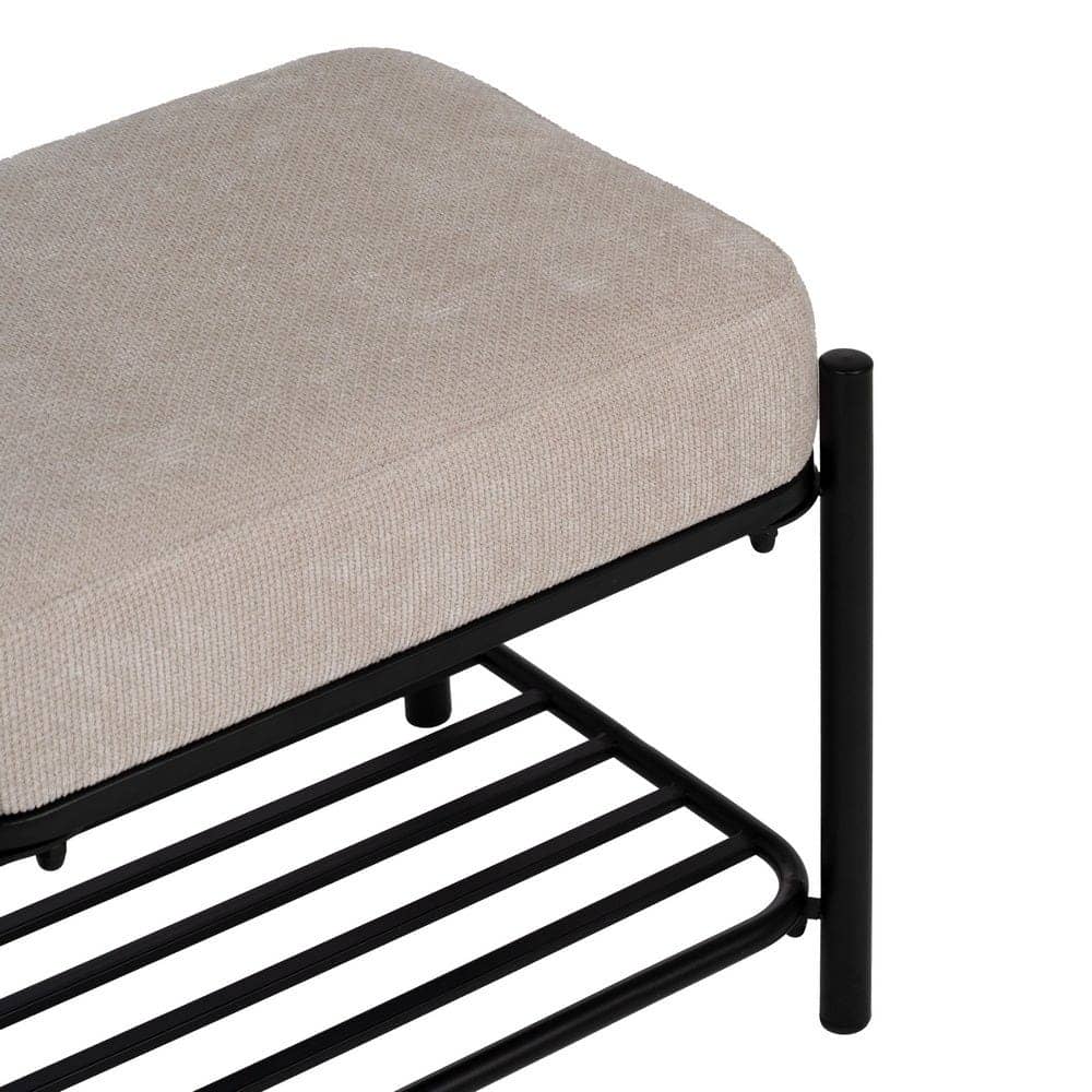 Banqueta Beige de Tejido 100% Poliéster y Estructura de Metal 51x37x45 cm - Imagen 3