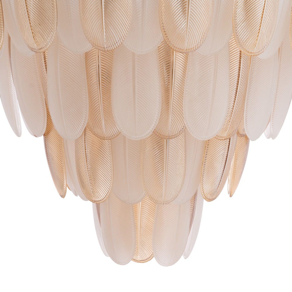Lámpara Techo Plumas Champán Cristal 60 x 60 x 55 cm - Imagen 3