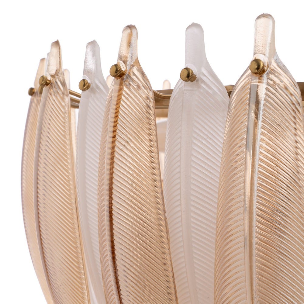 Lámpara Techo Plumas Champán Cristal 60 x 60 x 55 cm - Imagen 4