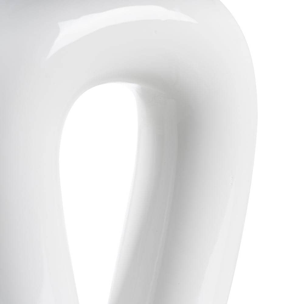 Lámpara de Mesa Cerámica Blanca con Tulipa de Lino 35x20x50 cm - Imagen 7