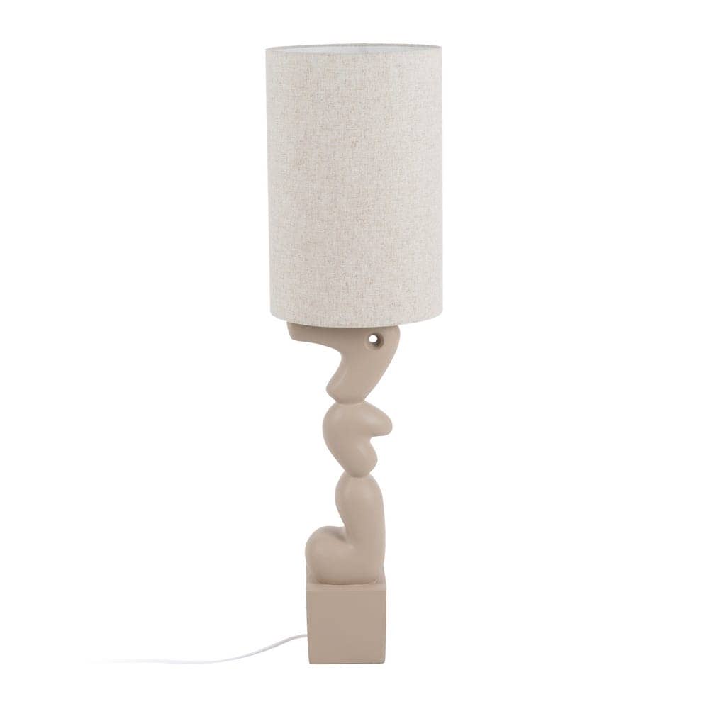 Lámpara de Suelo Beige de Resina con Tulipa de Lino 35x35x128 cm - Imagen 3