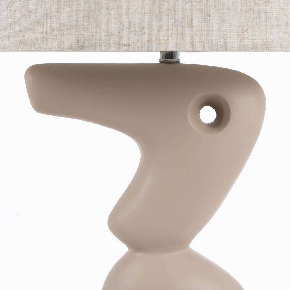 Lámpara de Suelo Beige de Resina con Tulipa de Lino 35x35x128 cm - Imagen 6