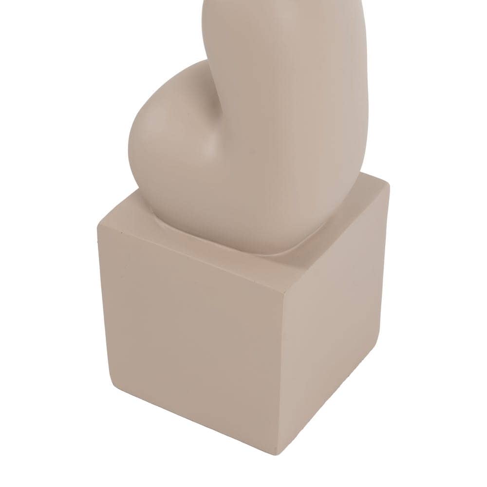 Lámpara de Suelo Beige de Resina con Tulipa de Lino 35x35x128 cm - Imagen 8