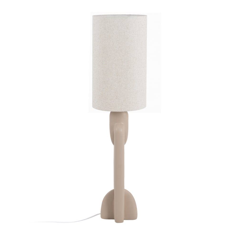 Lámpara de Suelo Beige de Resina con Tulipa de Lino 35x35x142 cm - Imagen 3