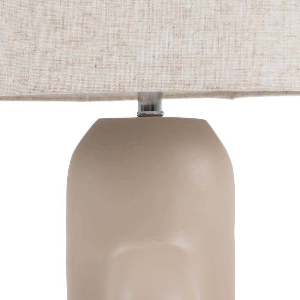 Lámpara de Suelo Beige de Resina con Tulipa de Lino 35x35x142 cm - Imagen 6