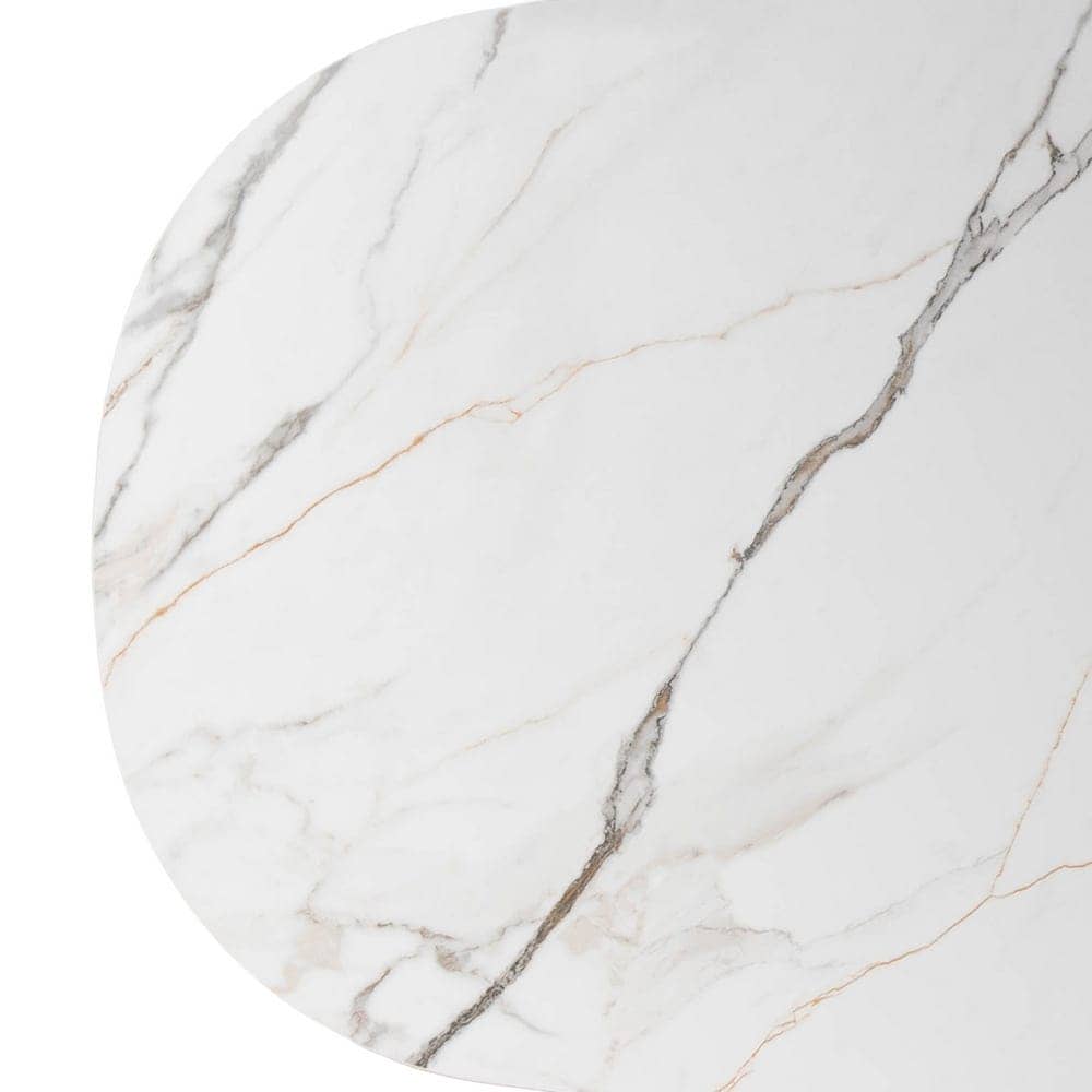 Mesa Comedor Blanco-Marrón DM con Top Cerámico Imitación Mármol 180x90 cm - Imagen 8
