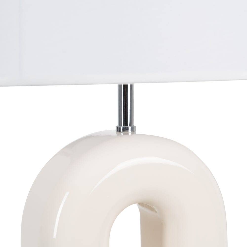 Lámpara de Mesa Lacada Crema DM 37,5x37,5x70cm E27 60W - Imagen 4