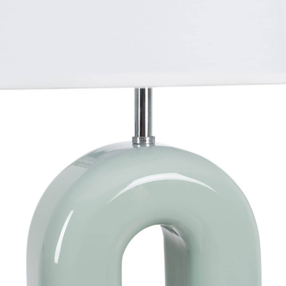 Lámpara de Mesa Lacada Verde DM 37,5x37,5x70cm con Pantalla de Algodón - Imagen 4
