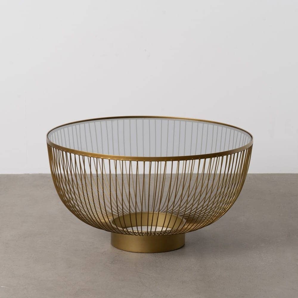 Mesa de Centro Oro Metal y Cristal 75x75x39,5 cm - Imagen 2